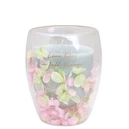 SOJAWASKAARS IN DUBBELWANDIG GLAS MET DROOGBLOEMEN (LIVE LIFE IN FULL BLOOM) - MY FLAME LIFESTYLE