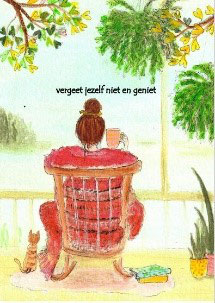 KAART VERGEET JEZELF NIET EN GENIET (MET THEE IN STOEL) - HAPPY H-ART