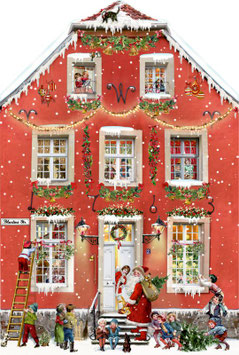 ADVENTSKALENDER ROOD UITKLAPBAAR KERSTHUIS - COPPENRATH