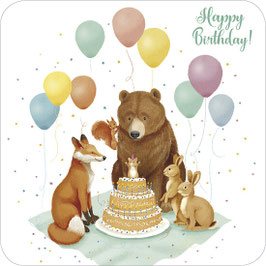 BAR324 HAPPY BIRTHDAY DIEREN RONDOM EEN TAART - ROSIE HILYER