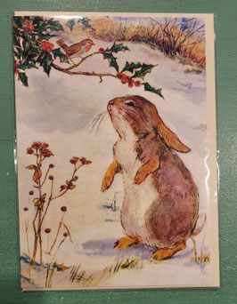 KERSTKAART SNOW RABBIT (GT017) - MADAME TREACLE