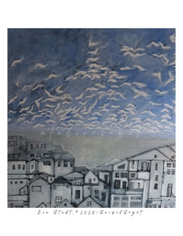 Kunstdruck Poster Die Stadt 60x60cm