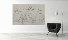 Modernes Bild Semazenler Beige Braun Acryl auf Leinwand handgemalt in 75x115cm