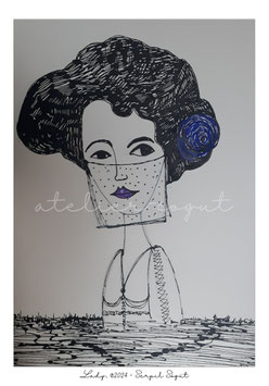Kunstdruck Poster Lady Schwarz Weiß 30X45cm