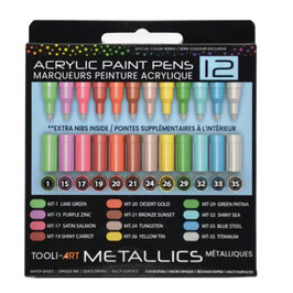 Tooli-Art Acrylmarkers - Metallics - Set 12 kleuren XF 0.7mm