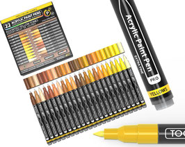 Tooli-Art Acrylmarkers - Pro Color Serie - Set Geel 22 kleuren XF 0.7mm