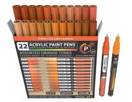Tooli-Art Acrylmarkers - Pro Color Serie - Set Orange Tones 22 kleuren XF 0.7mm
