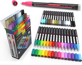 Koopjeshoek: Tooli-Art Acrylmarkers - Set Essential 30 kleuren XF 0.7mm