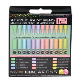 Tooli-Art Acrylmarkers - Macarons - Set 12 kleuren XF 0.7mm