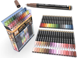 Tooli-Art Acrylmarkers - Set Earth Tones 36 kleuren XF 0.7mm