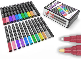 Tooli-Art Acrylmarkers - Special Color Serie - Set Glitter 24 - 12 kleuren - 0.7mm / 3mm