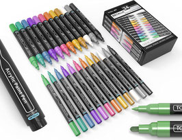 Tooli-Art Acrylmarkers - Special Color Series - Set Metallic 24 - 12 kleuren - 0.7mm / 3mm
