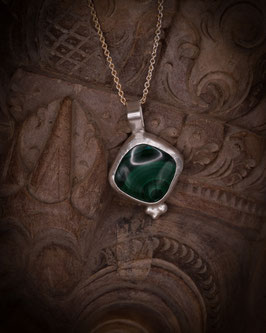 The Botanical Codex | Square Malachite Showcase Pendant (935)