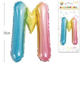 GLOBO LETRA M METALICO MULTICOLOR 35 CM