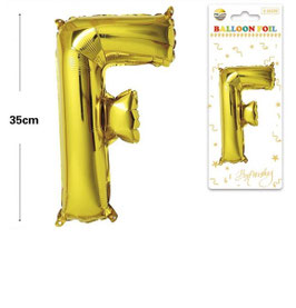 GLOBO LETRA F METALICO ORO 100 CM