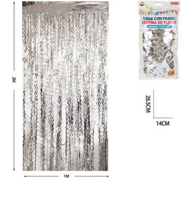 CORTINA DE FLECOS TROQUELADA COLOR PLATA DS05896