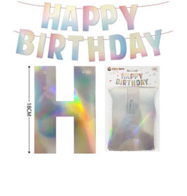 PANCARTA O BANDERIN HAPPY BIRTHDAY PLATA METALICO DS06134