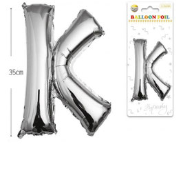 GLOBO LETRA K METALICO PLATA 70 CM