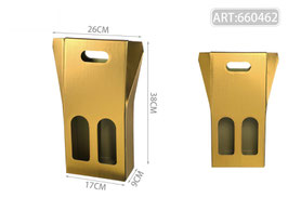 CAJA PARA 2 BOTELLAS CON VENTANA 660462 ORO