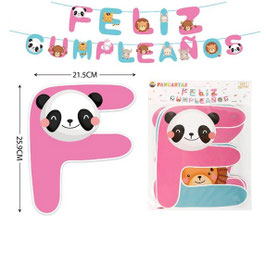 PANCARTA O BANDERIN FELIZ CUMPLEAÑOS PANDA DS06112