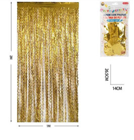 CORTINA DE FLECOS TROQUELADA COLOR ORO DS05895