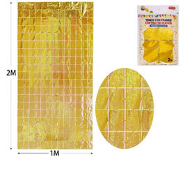 CORTINA DE CUADROS COLOR ORO DS05876