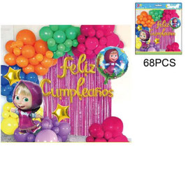 SETS DE GLOBOS FELIZ CUMPLEAÑOS MASHA 23900#