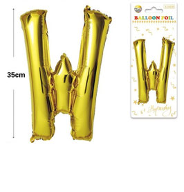 GLOBO LETRA W METALICO ORO 100 CM