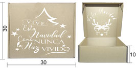 CAJA PARA DESAYUNOS ARMABLE MICROCORRUGADO VINTAGE NAVIDAD DOBLE IMPRESION