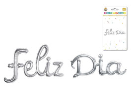 GLOBO LETRERO FELIZ DIA PLATA DS03251