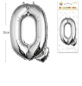 GLOBO LETRA Q METALICO PLATA 70 CM