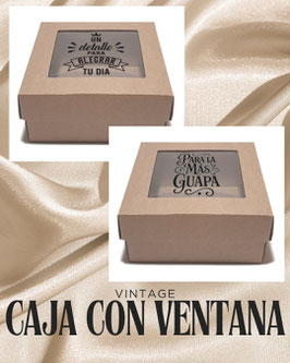 CAJA TAPA BASE VENTANA 30X30X15 MICROCORRUGADO VINTAGE