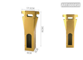 CAJA PARA 1 BOTELLA CON VENTANA 660458 ORO