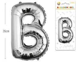 GLOBO LETRA B METALICO PLATA 100 CM