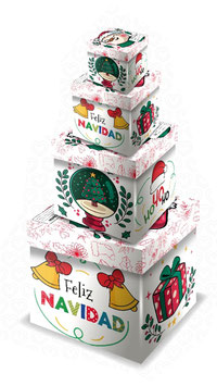 TORRE DE CUBOS NAVIDEÑO FELIZ NAVIDAD BLANCO