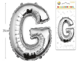 GLOBO LETRA G METALICO PLATA 70 CM