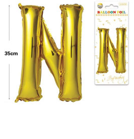 GLOBO LETRA N METALICO ORO 100 CM