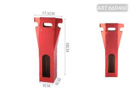 CAJA PARA 1 BOTELLA CON VENTANA 660460 ROJO