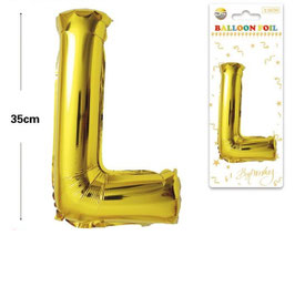 GLOBO LETRA L METALICO ORO 35 CM