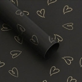 PAPEL CELOFAN CORAZONES NEGRO