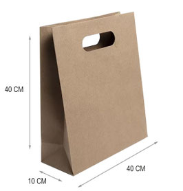 BOLSA KRAFT CON ASA SUAJADA O TROQUELADA GRANDE VERTICAL