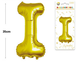 GLOBO LETRA I METALICO ORO 70 CM