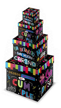 TORRE DE CUBOS RIGIDOS CUMPLEAÑOS NEGRO