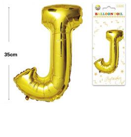 GLOBO LETRA J METALICO ORO 70 CM