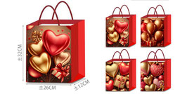BOLSA CORAZONES ORO ROJO 660674 GRANDE