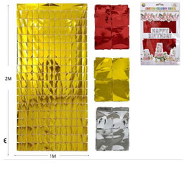 CORTINA DE CUADROS ROJO ORO O PLATA DS05837