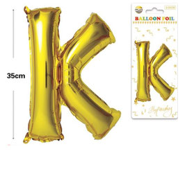 GLOBO LETRA K METALICO ORO 70 CM