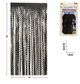 CORTINA DE FLECOS TROQUELADA COLOR NEGRO DS05897