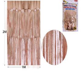 CORTINA DE FLECOS COLOR ROSA GOLD HOLOGRAMA