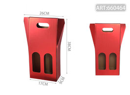 CAJA PARA 2 BOTELLAS CON VENTANA 660464 ROJO